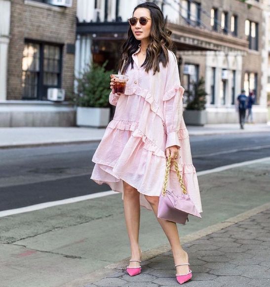 Pink Ruffle Tunic Dresses